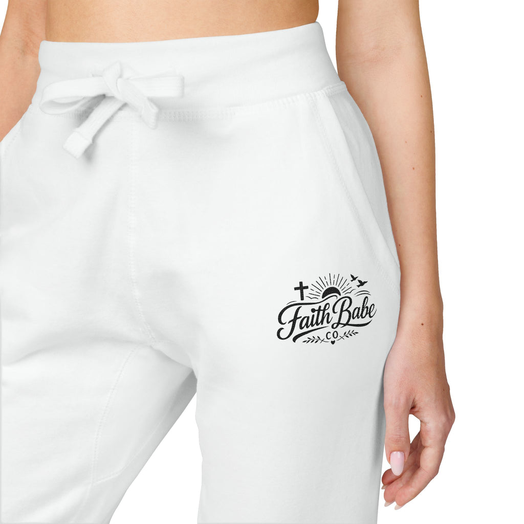 Faith Babe Embroidered Fleece Sweatpants — Cozy Casual Joggers