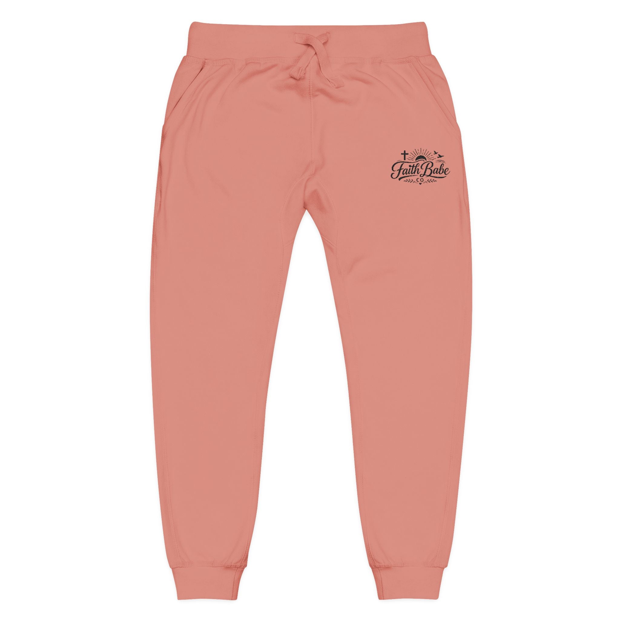 Faith Babe Embroidered Fleece Sweatpants — Cozy Casual Joggers