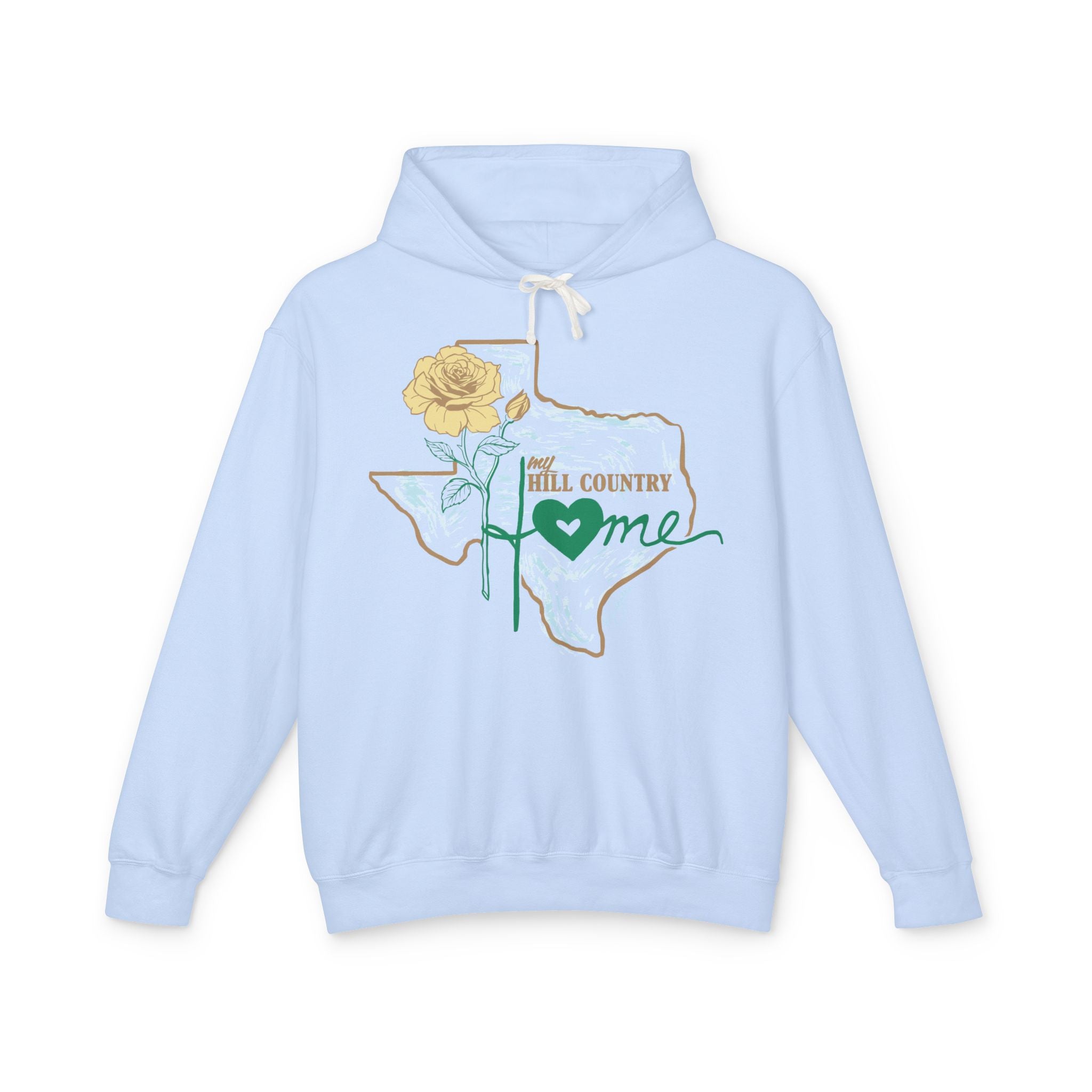 Texas Hill Country Home Hoodie — 'Hill Country Home' Floral State Outline Sweatshirt