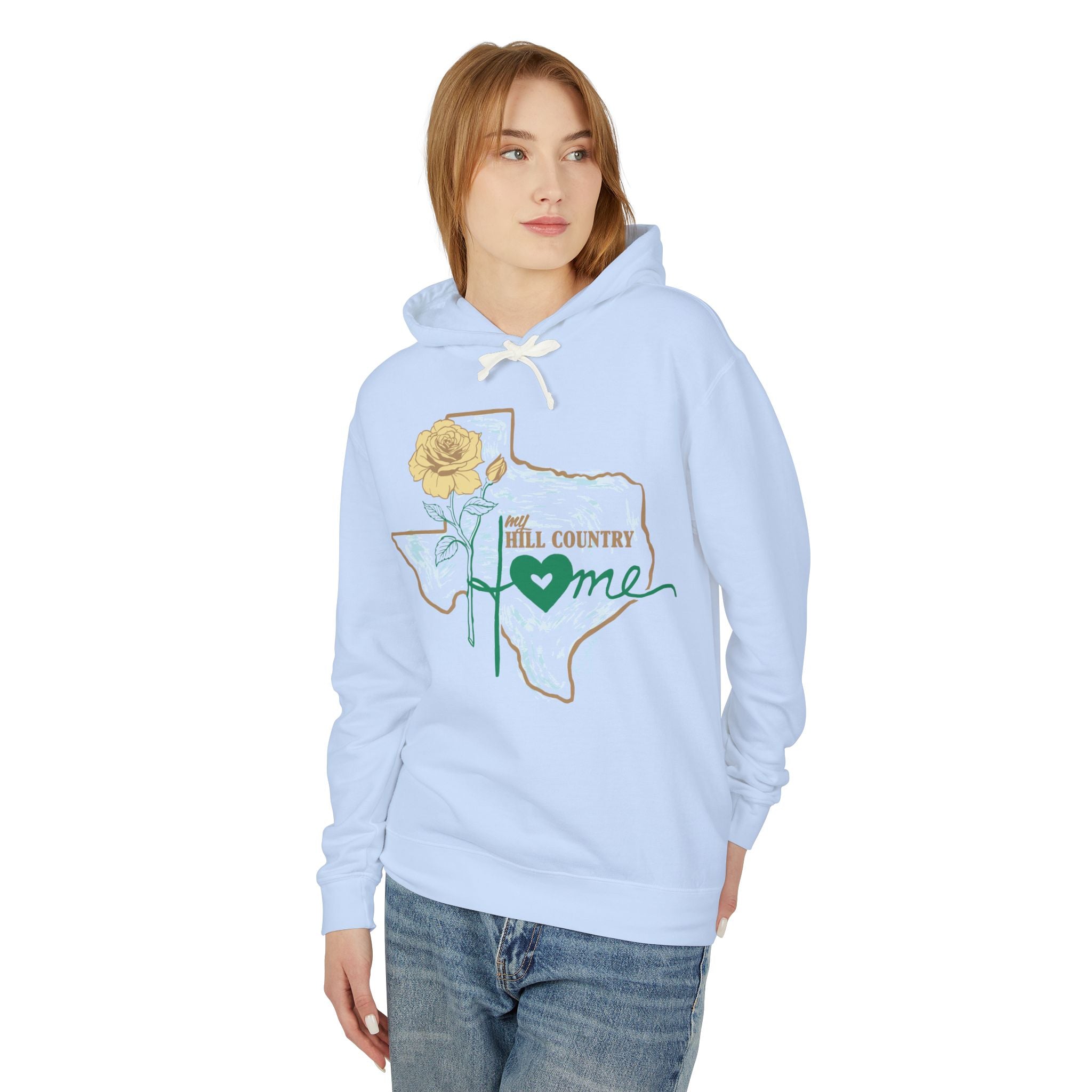 Texas Hill Country Home Hoodie — 'Hill Country Home' Floral State Outline Sweatshirt