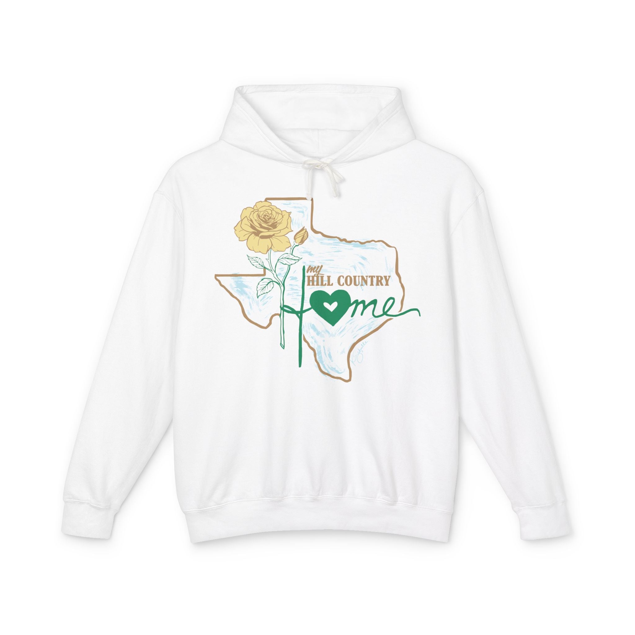 Texas Hill Country Home Hoodie — 'Hill Country Home' Floral State Outline Sweatshirt