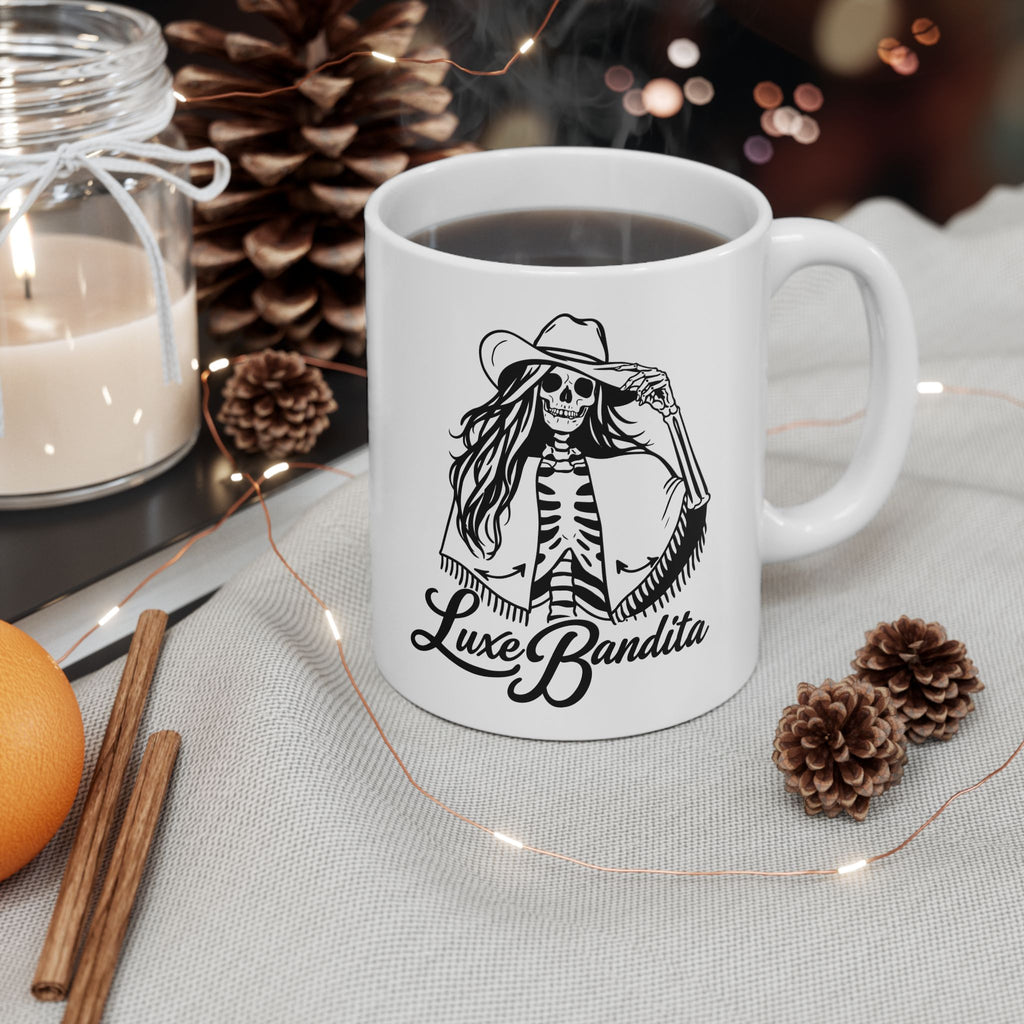 Luxe Bandita Ceramic Mug — 11oz & 15oz Illustrated Coffee Cup