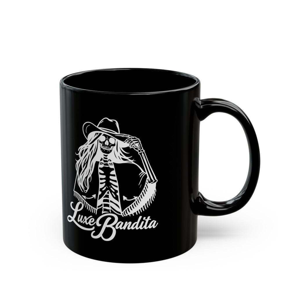 Luxe Bandita Black Mug — Skeleton Cowgirl 11oz/15oz