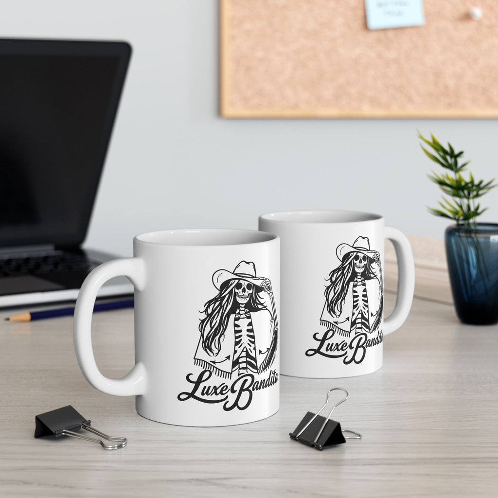 Luxe Bandita Ceramic Mug — 11oz & 15oz Illustrated Coffee Cup