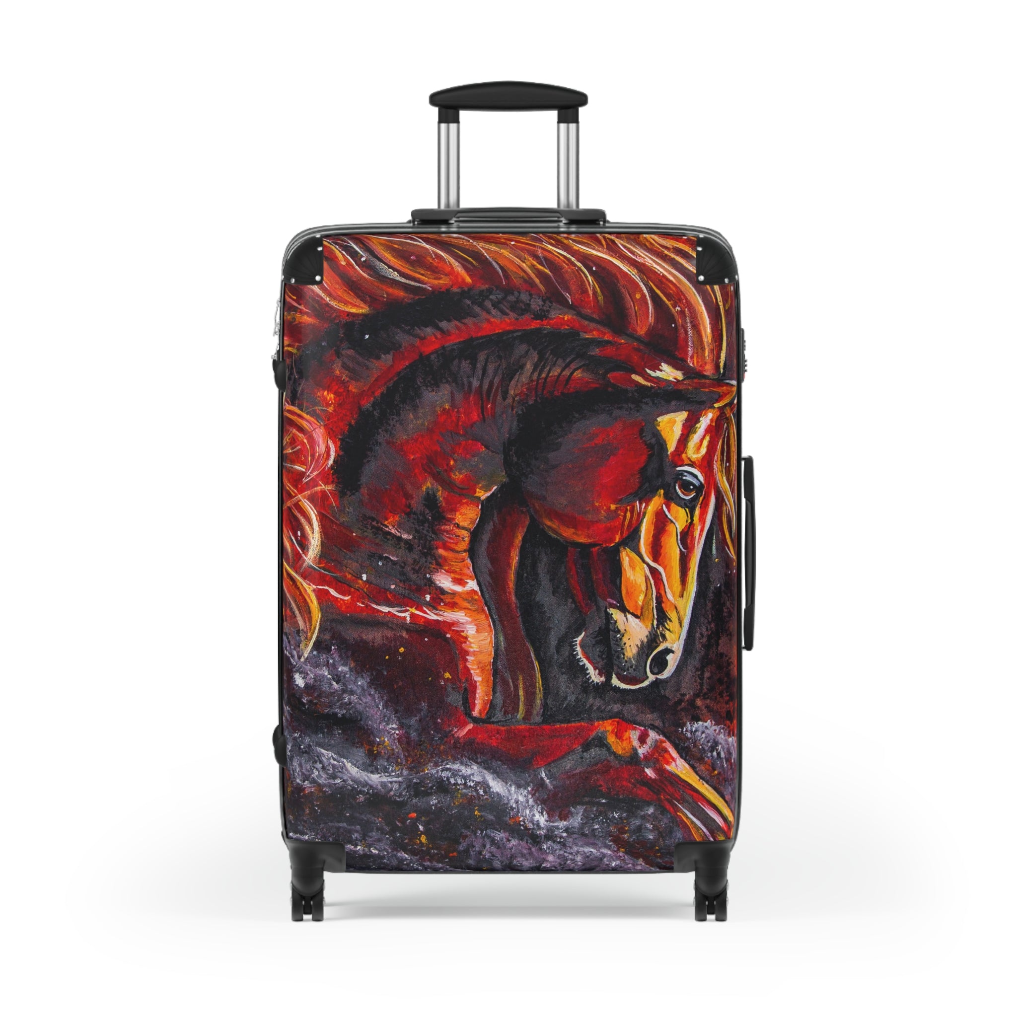 Hand-Painted Fire Horse Suitcase — Western Art by Kristen Schulle