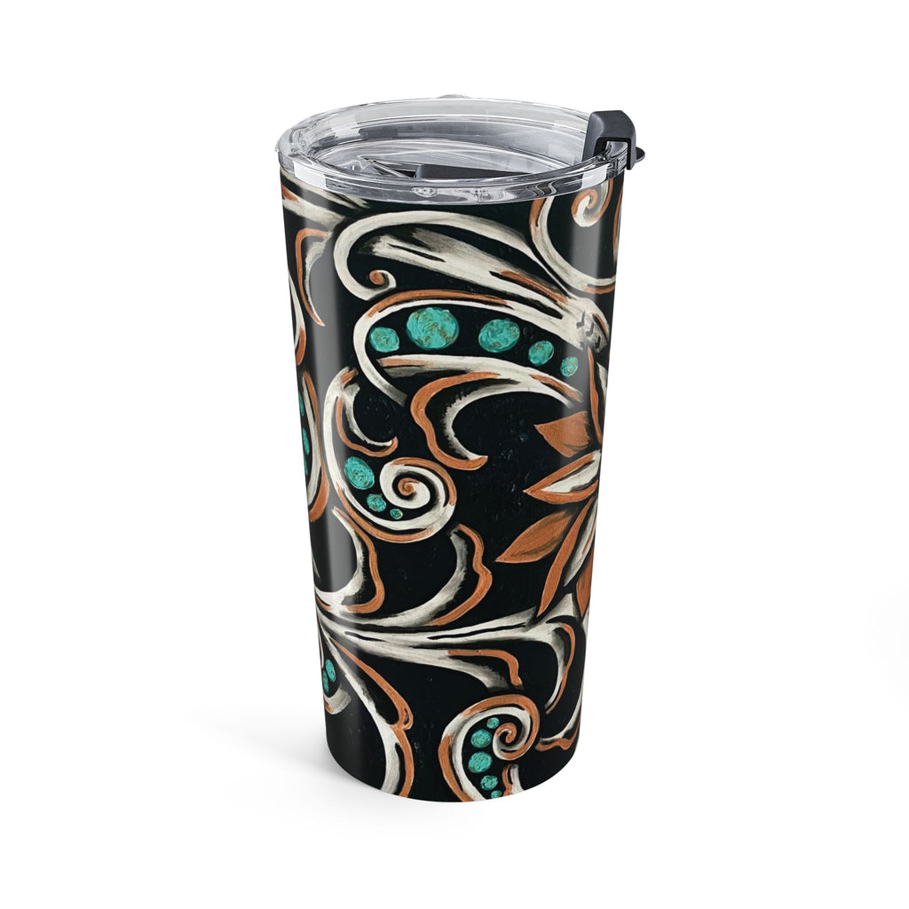 20oz Turquoise Filigree Tumbler — Teal & Copper Boho Travel Cup