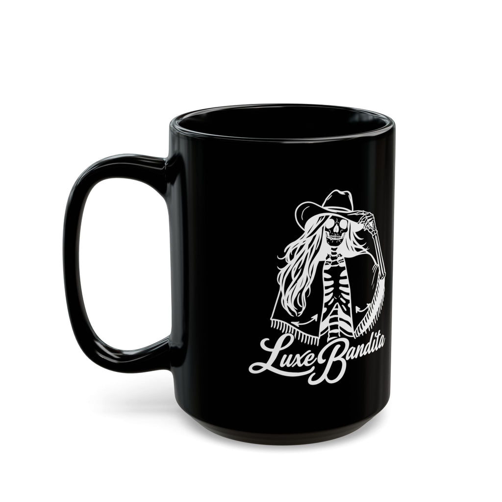 Luxe Bandita Black Mug — Skeleton Cowgirl 11oz/15oz