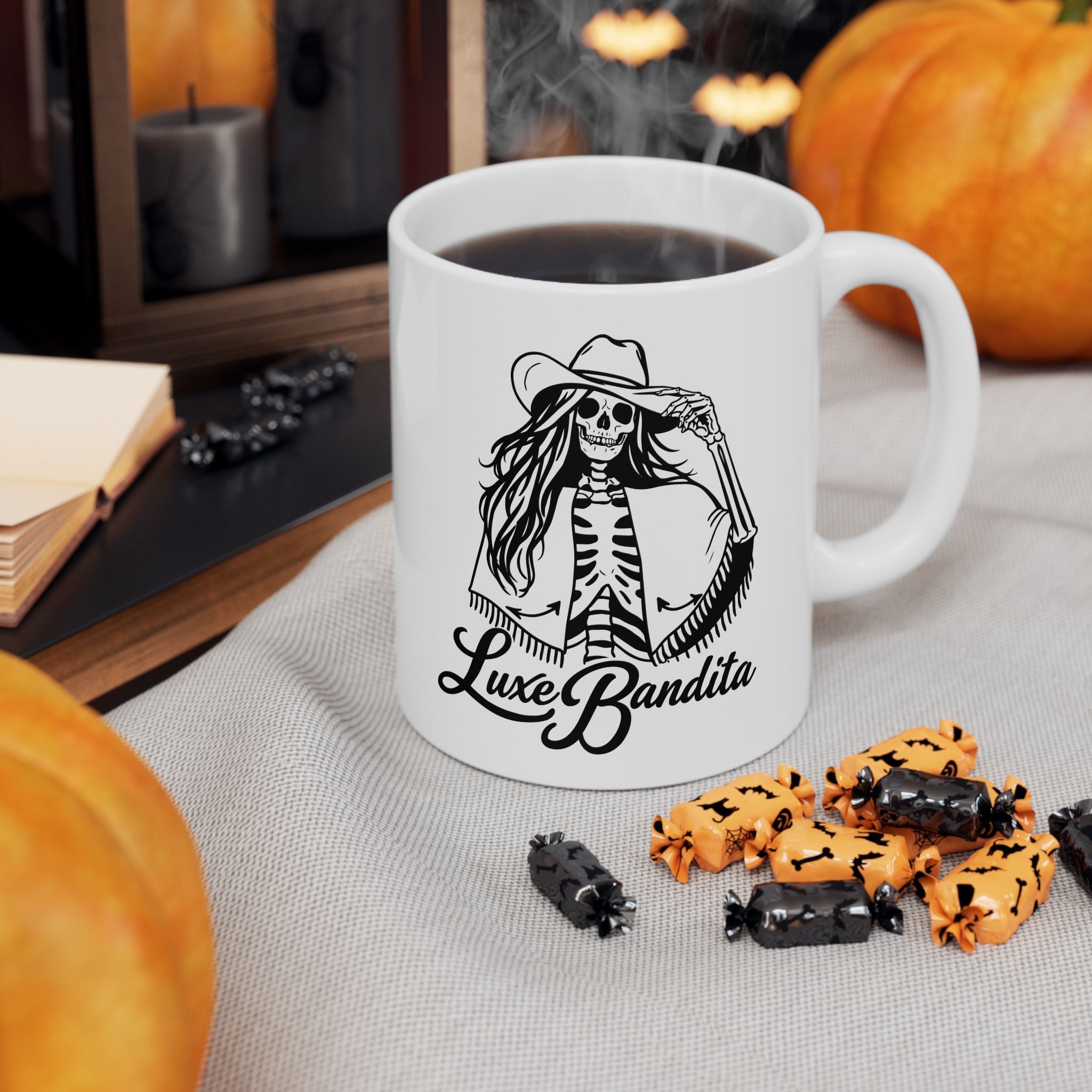 Luxe Bandita Ceramic Mug — 11oz & 15oz Illustrated Coffee Cup