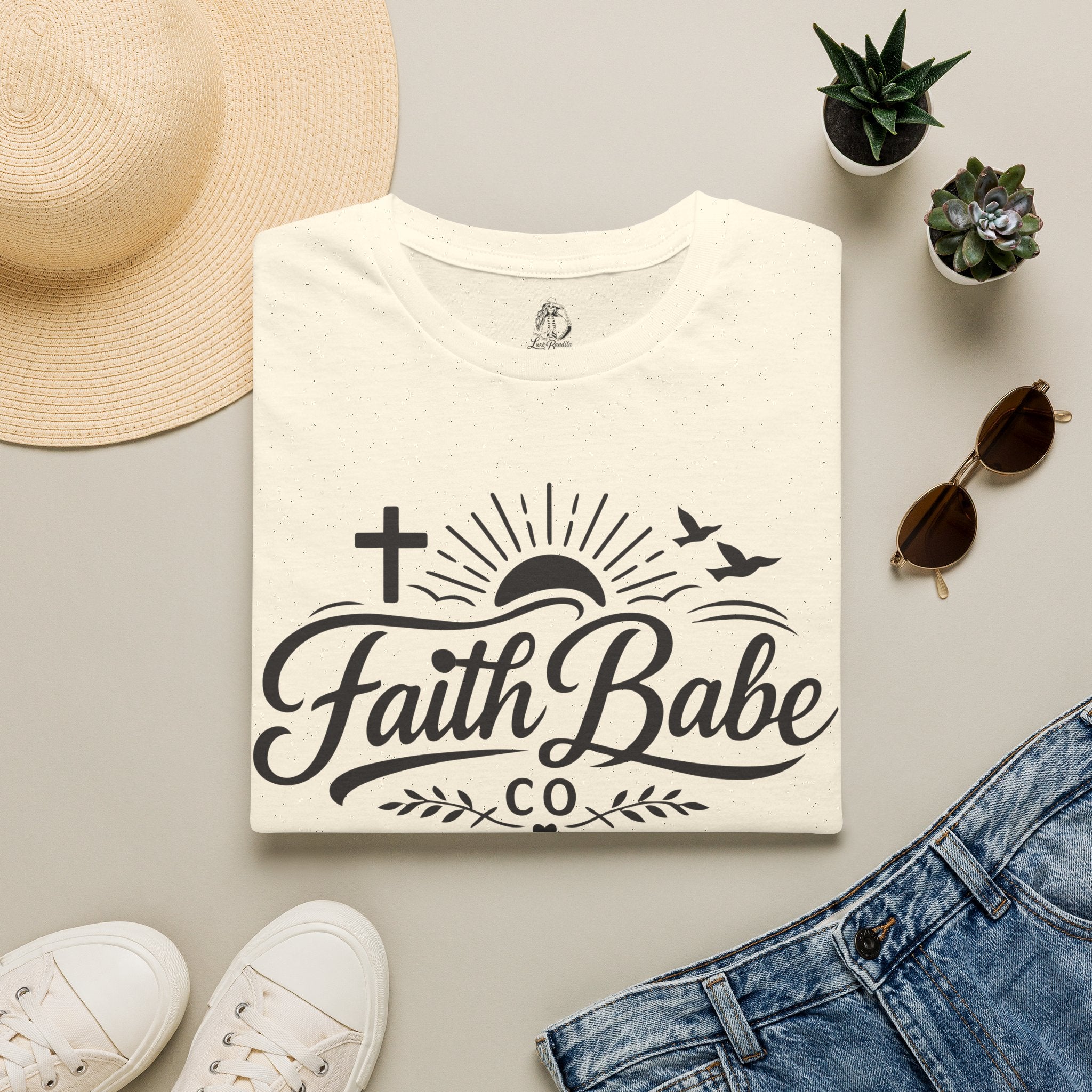 Faith Babe T-Shirt — Christian Cross Sunrise Graphic Tee