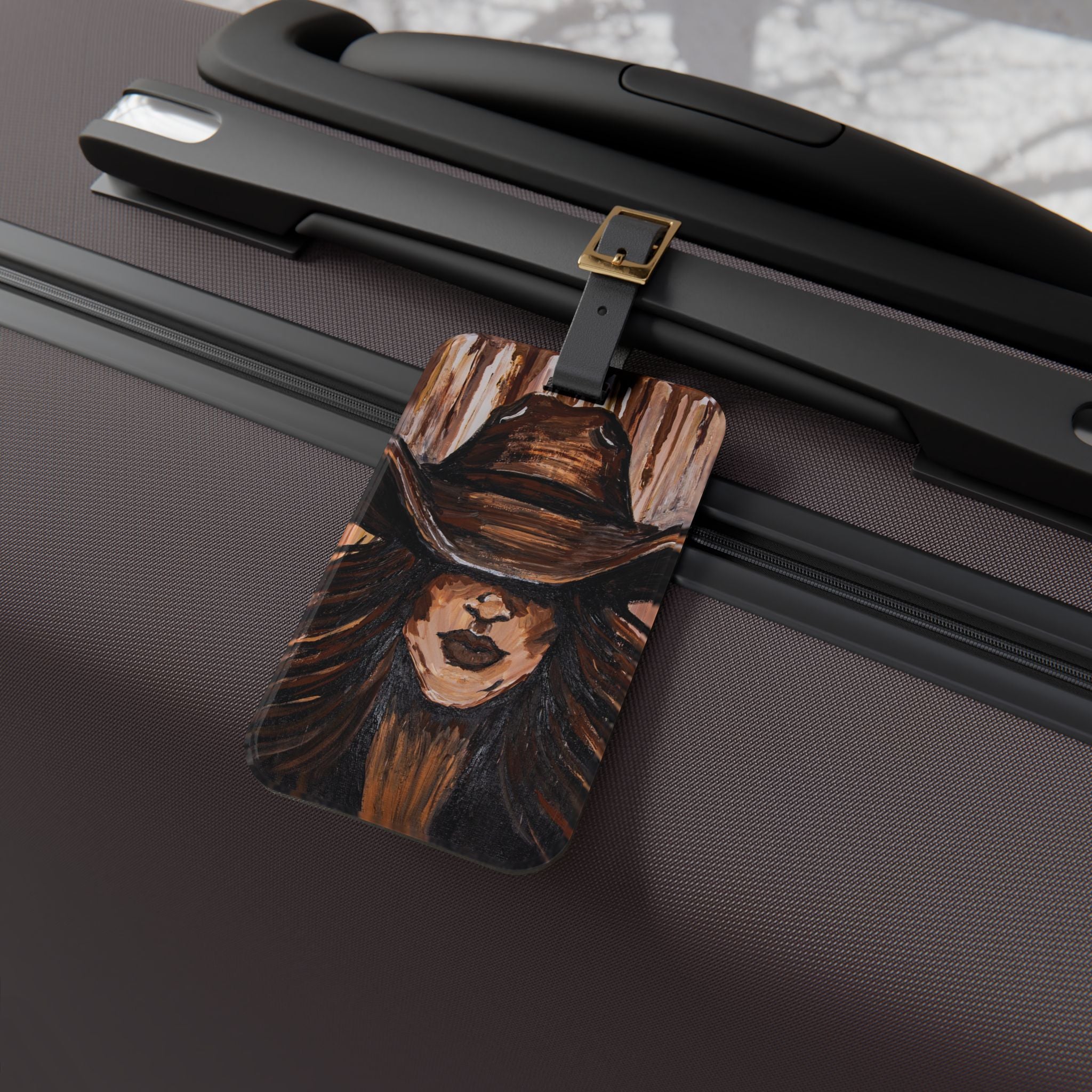 Painted Cowgirl Western Luggage Tag