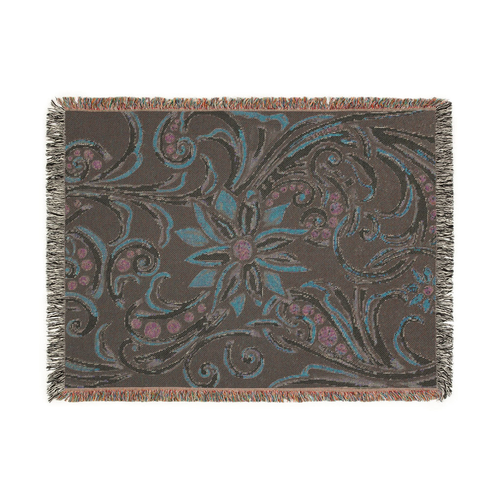 Turquoise Filigree Woven Blanket