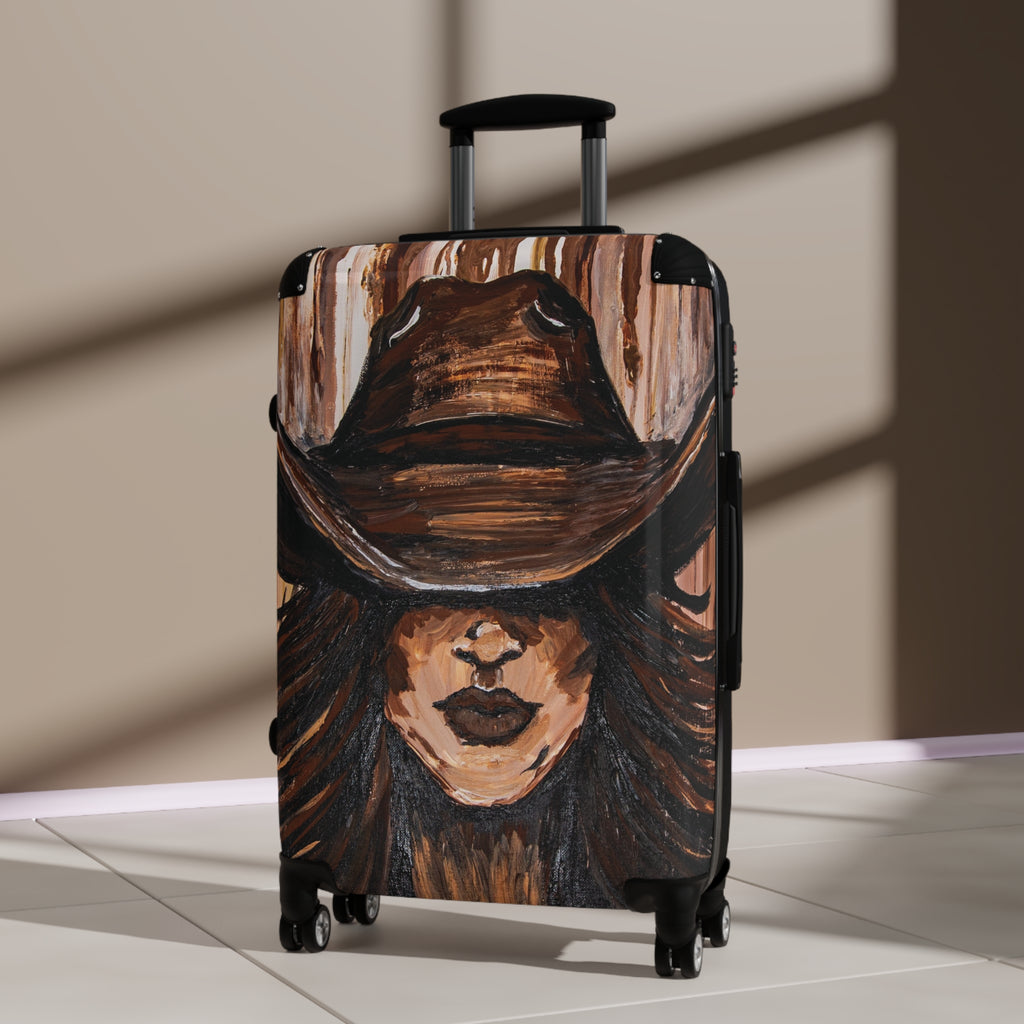 Painted Cowgirl Carry-On Suitcase — Western Art by Kristen Schulle