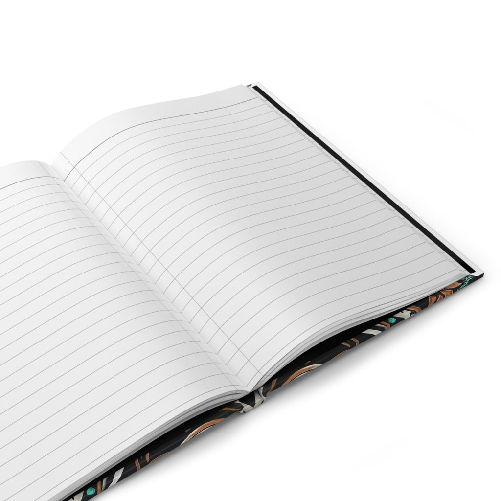 Turquoise Filigree Hardcover Journal — Ornate Floral Swirl Pattern (Matte)