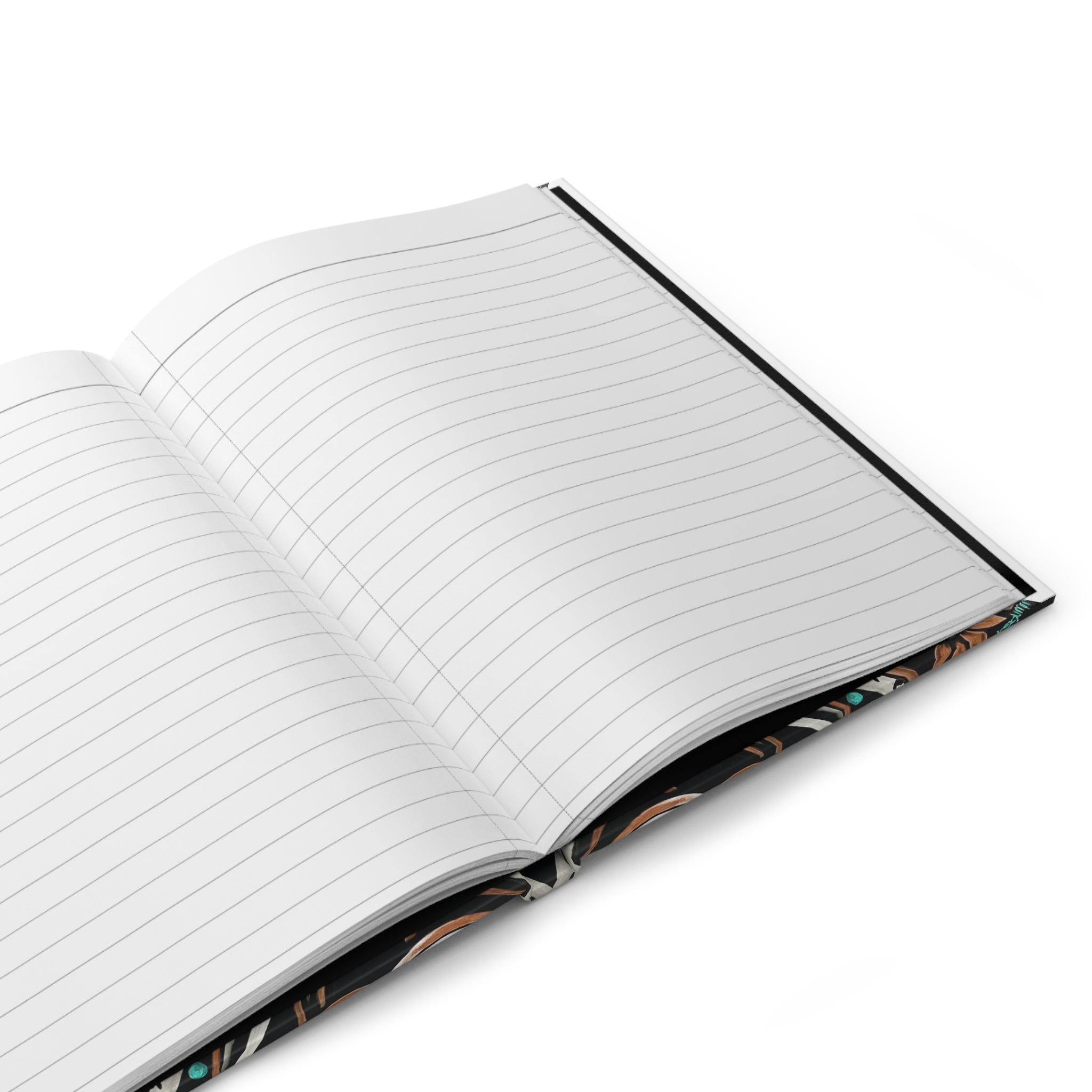 Turquoise Filigree Hardcover Journal — Ornate Floral Swirl Pattern (Matte)