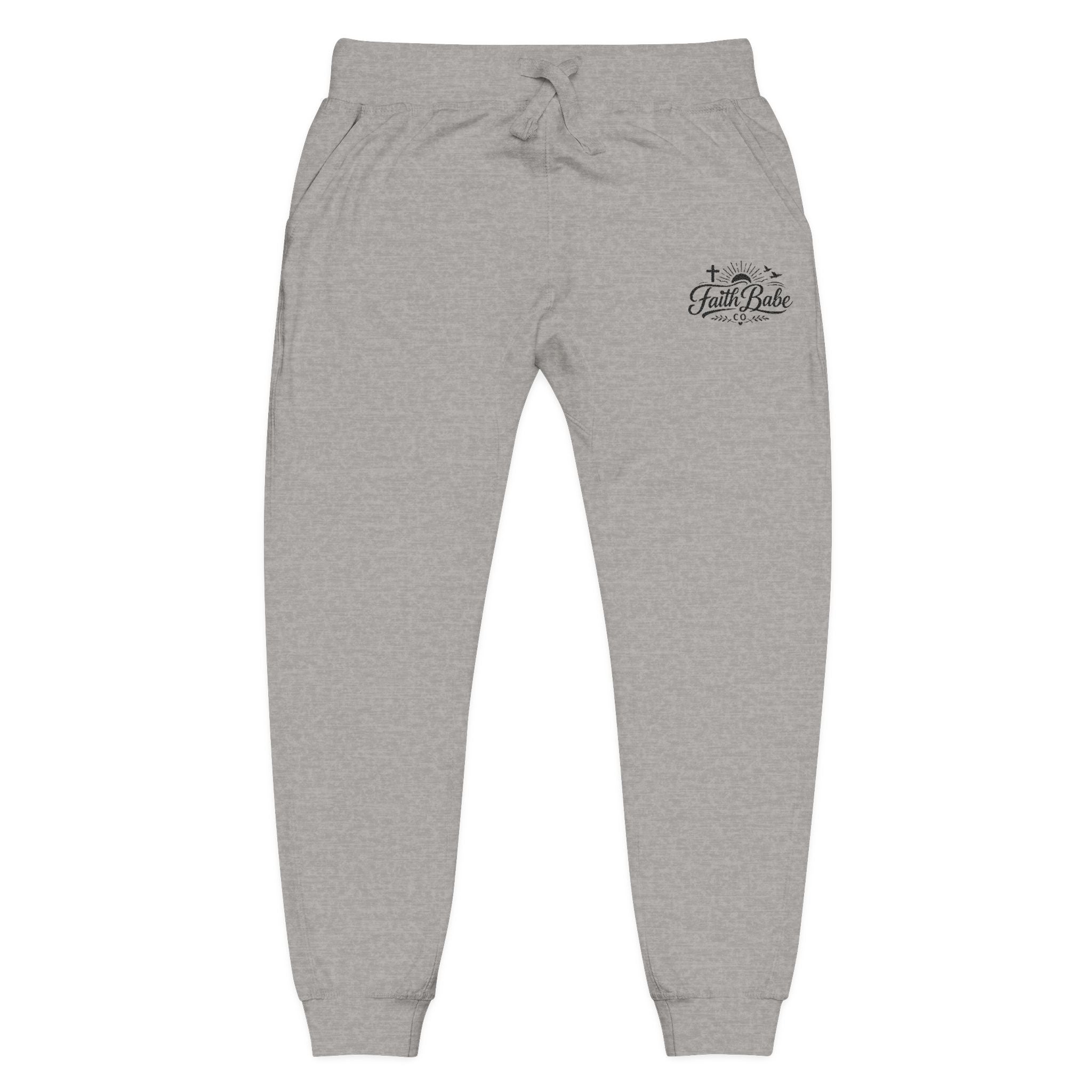 Faith Babe Embroidered Fleece Sweatpants — Cozy Casual Joggers