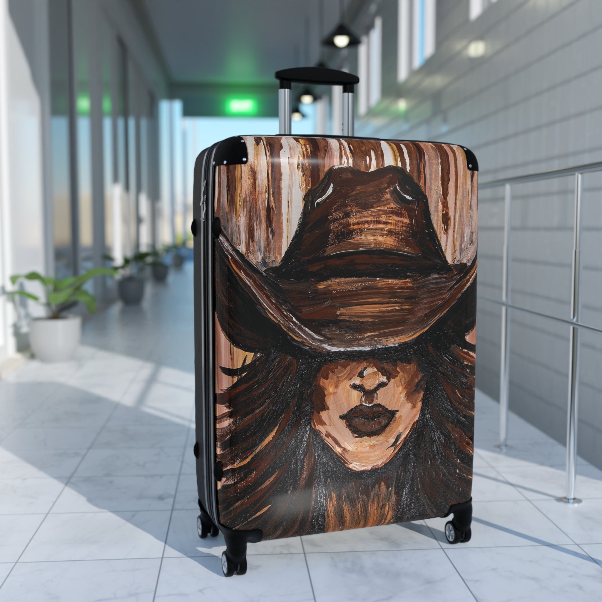 Painted Cowgirl Carry-On Suitcase — Western Art by Kristen Schulle