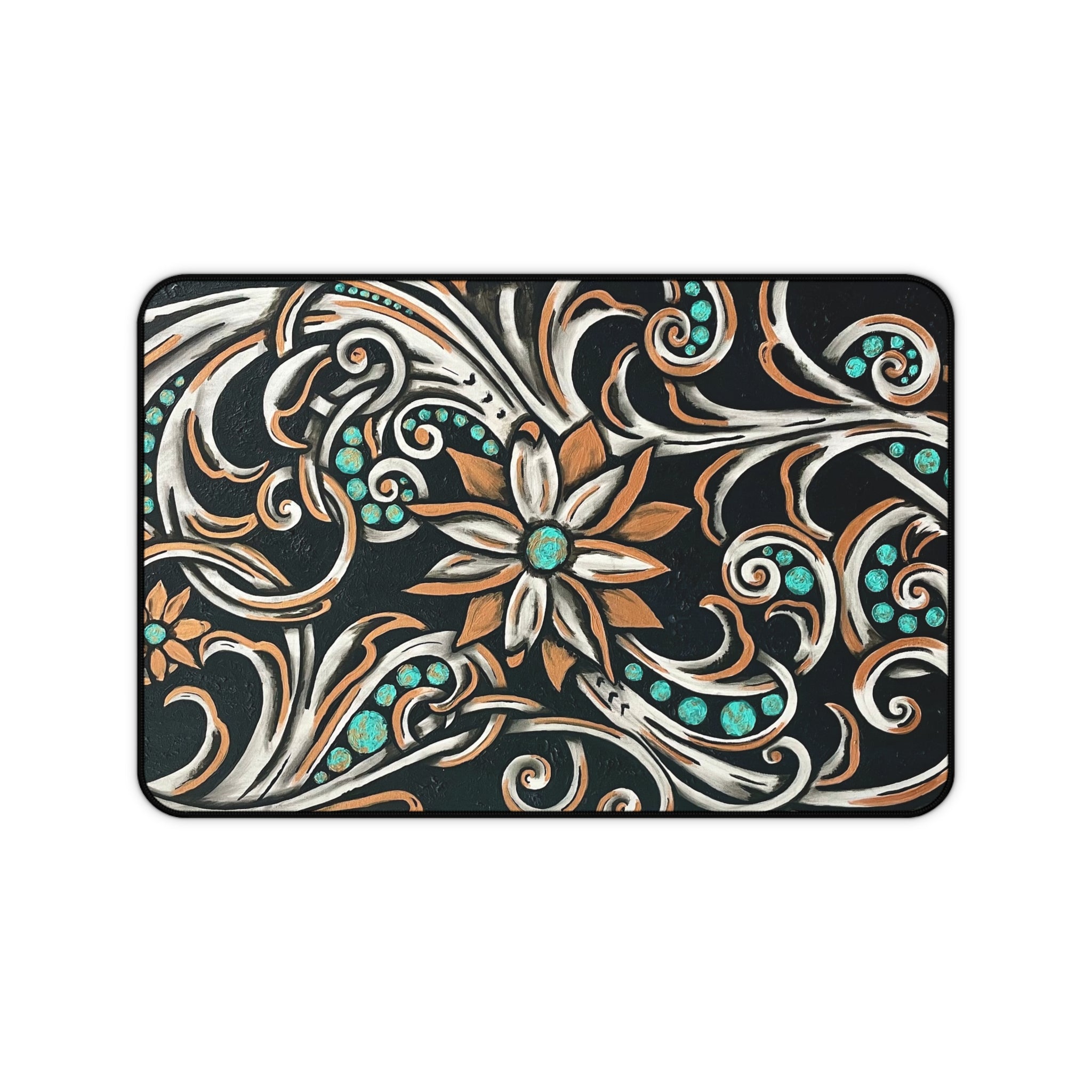 Turquoise Filigree Desk Mat