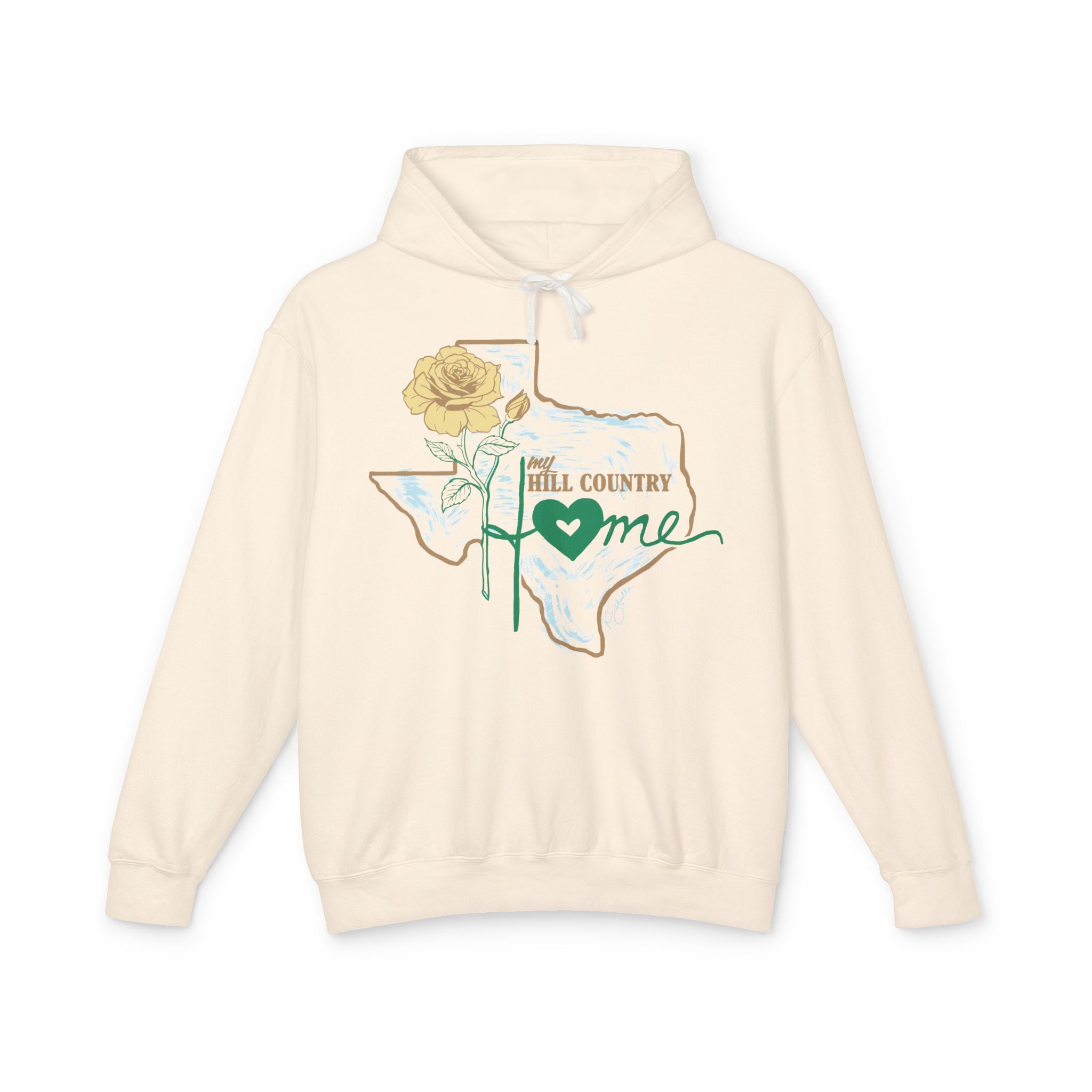 Texas Hill Country Home Hoodie — 'Hill Country Home' Floral State Outline Sweatshirt