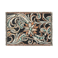 Turquoise Filigree Woven Blanket