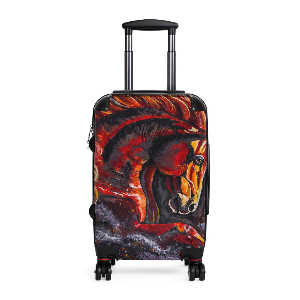 Hand-Painted Fire Horse Suitcase — Western Art by Kristen Schulle
