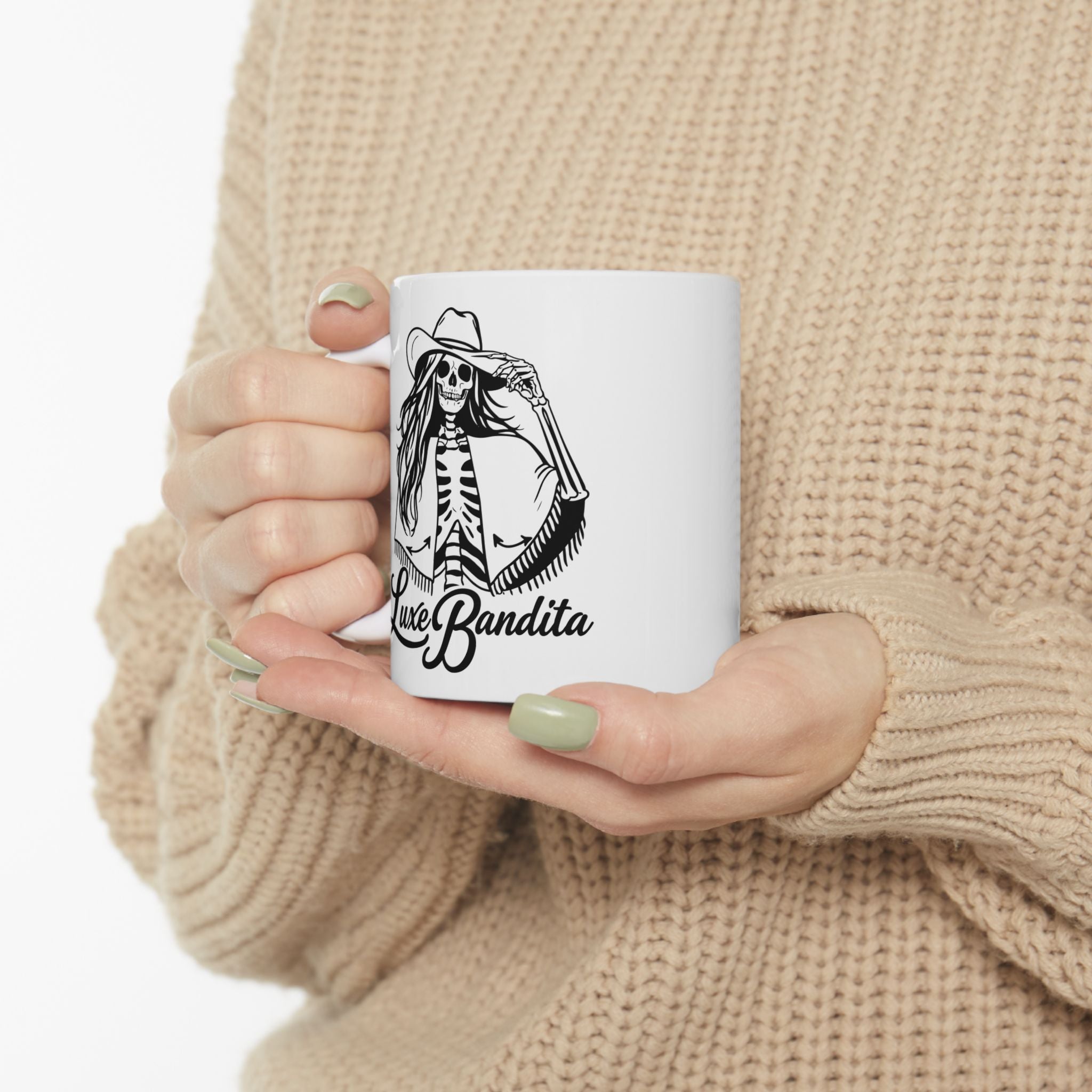 Luxe Bandita Ceramic Mug — 11oz & 15oz Illustrated Coffee Cup