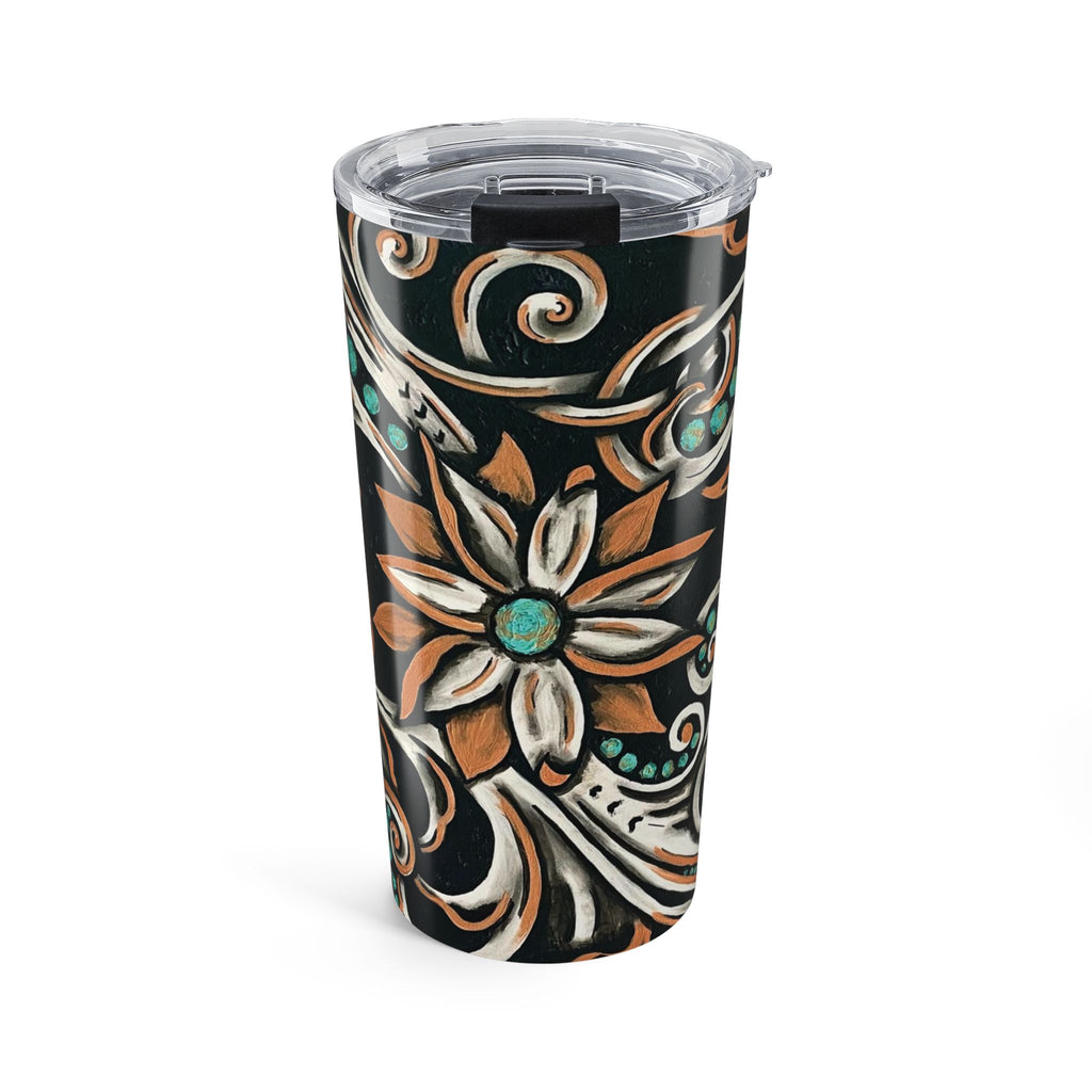 20oz Turquoise Filigree Tumbler — Teal & Copper Boho Travel Cup