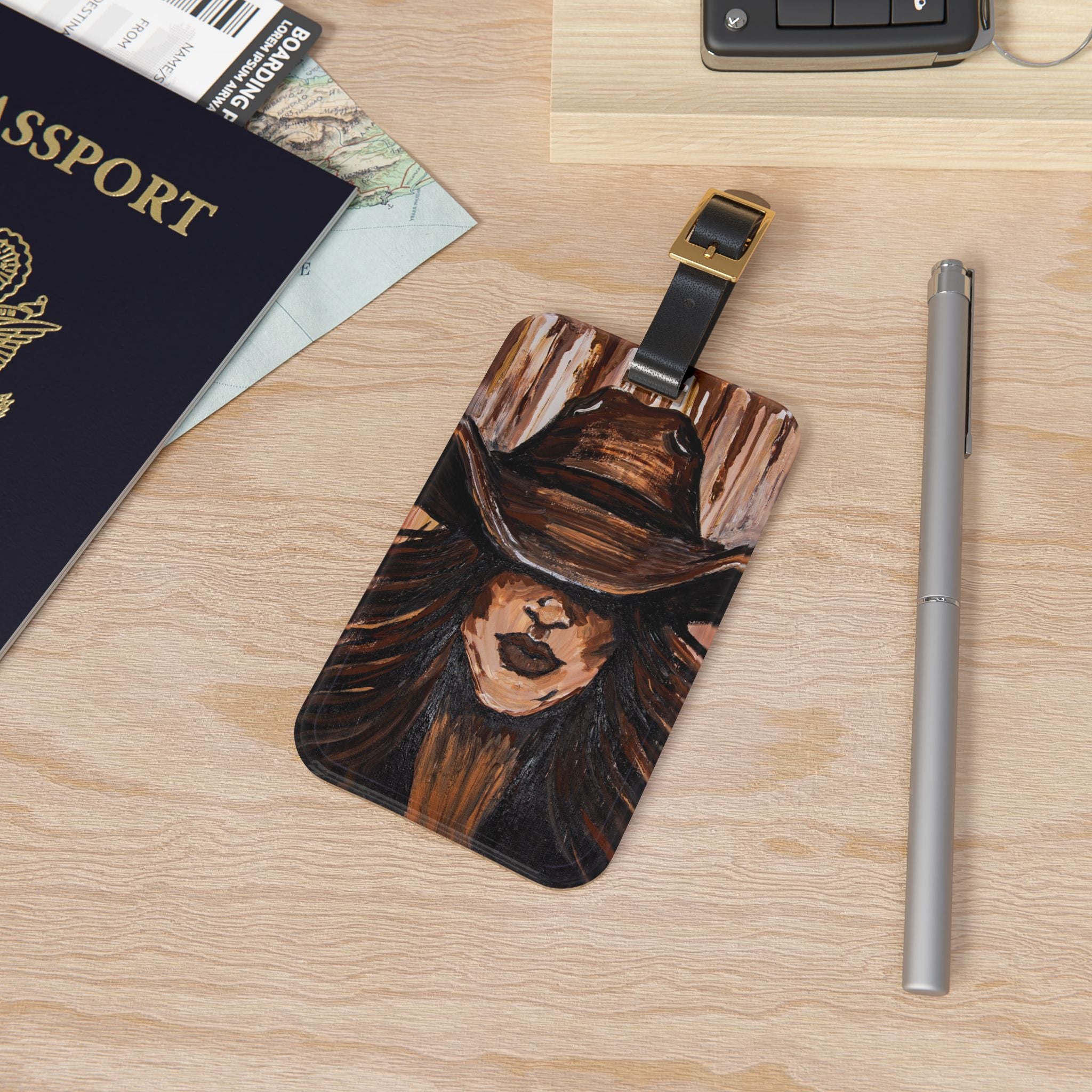 Painted Cowgirl Western Luggage Tag