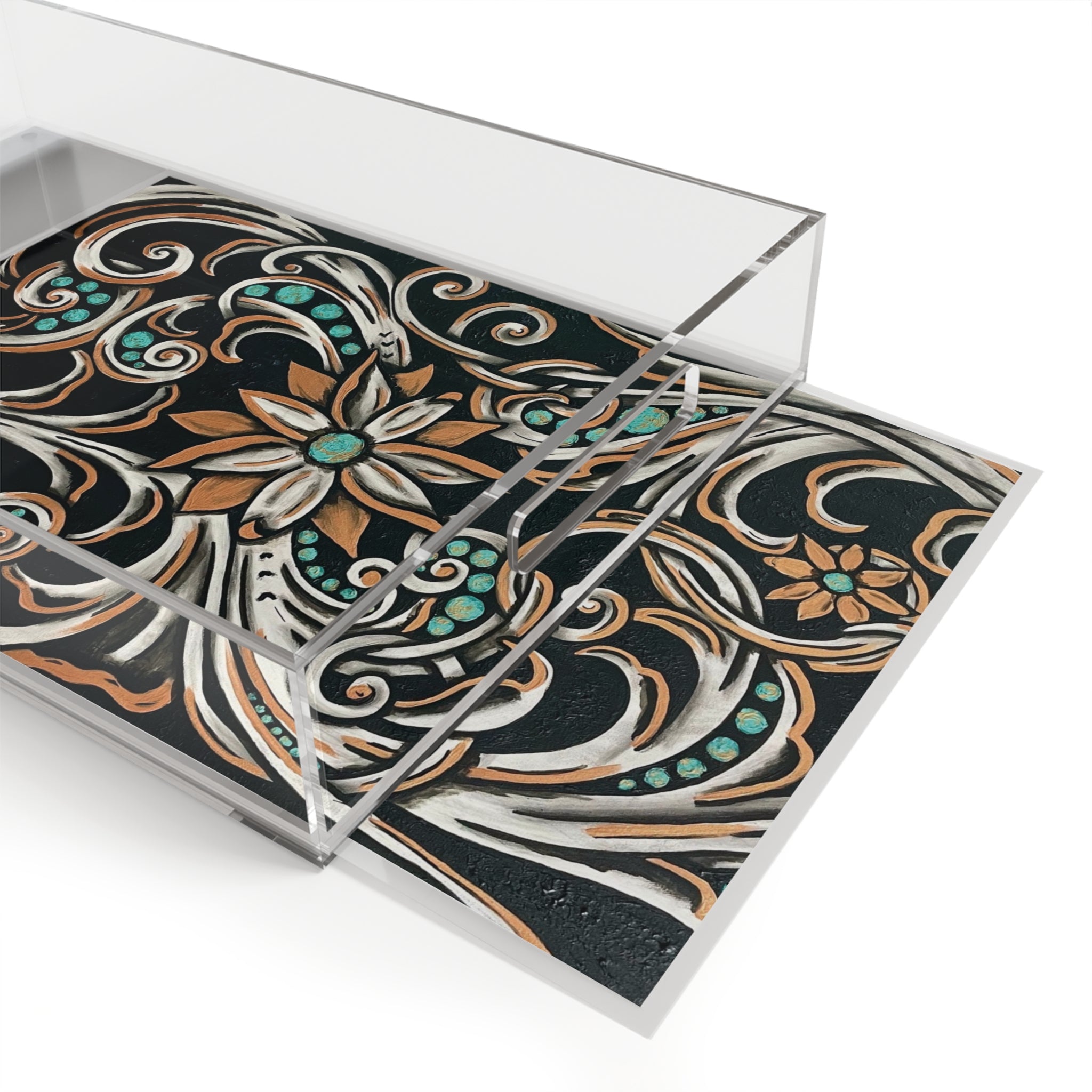 Turquoise Filigree -  Acrylic Serving Tray