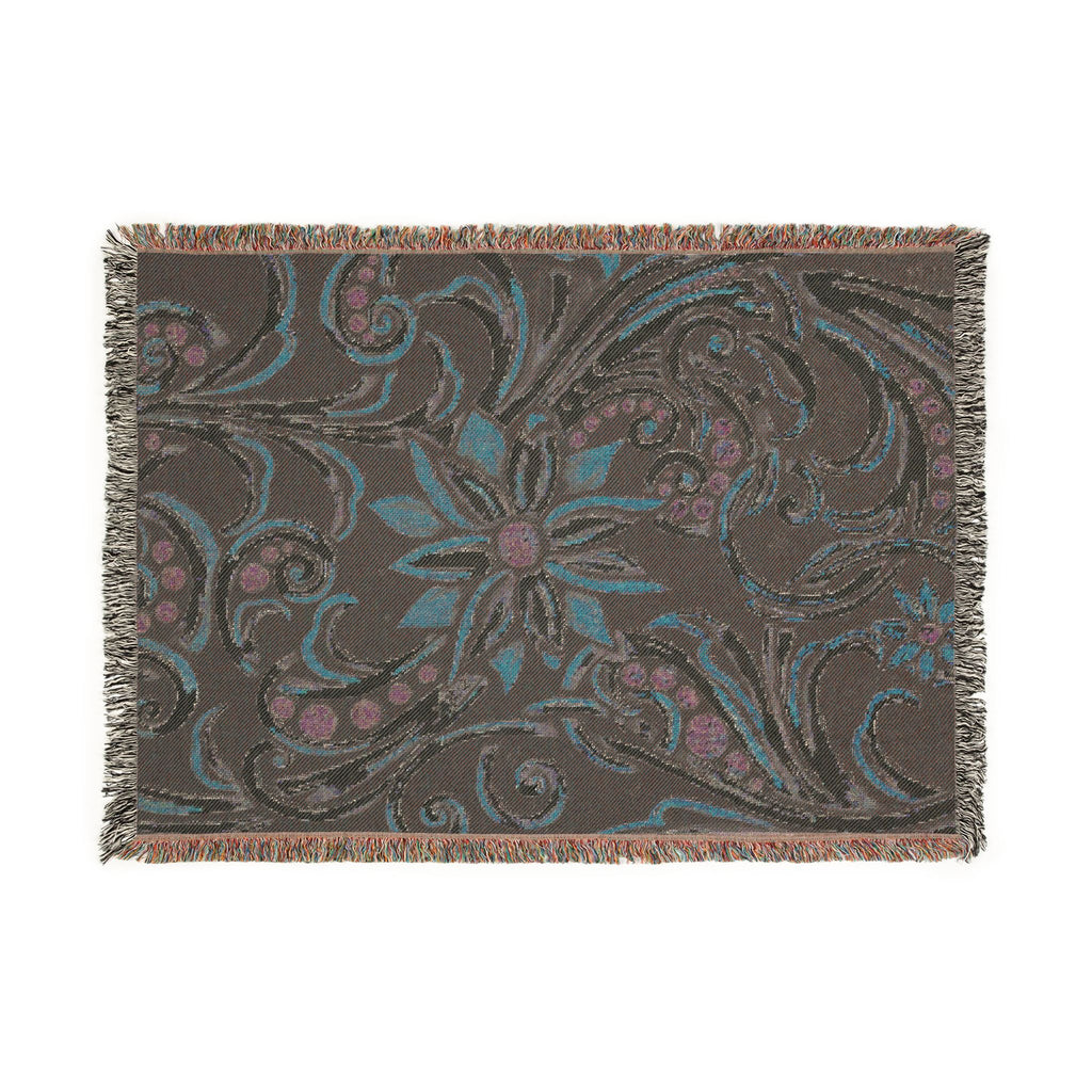 Turquoise Filigree Woven Blanket