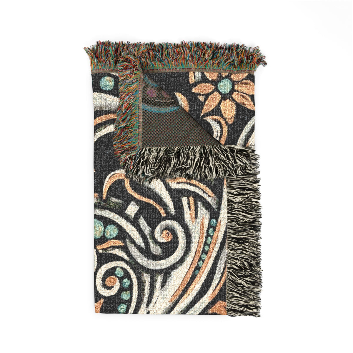 Turquoise Filigree Woven Blanket