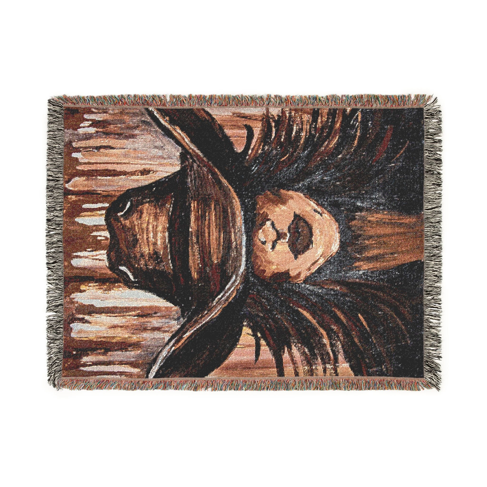 Painted Cowgirl Woven Blanket