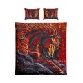 Fiery Stallion Cotton Bed Set — Red Horse Duvet Cover with Pillowcases