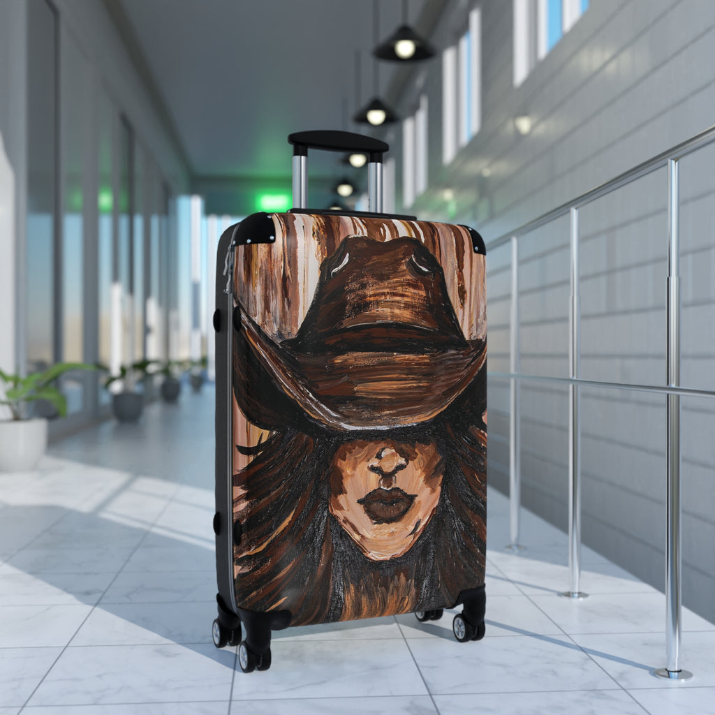 Painted Cowgirl Carry-On Suitcase — Western Art by Kristen Schulle