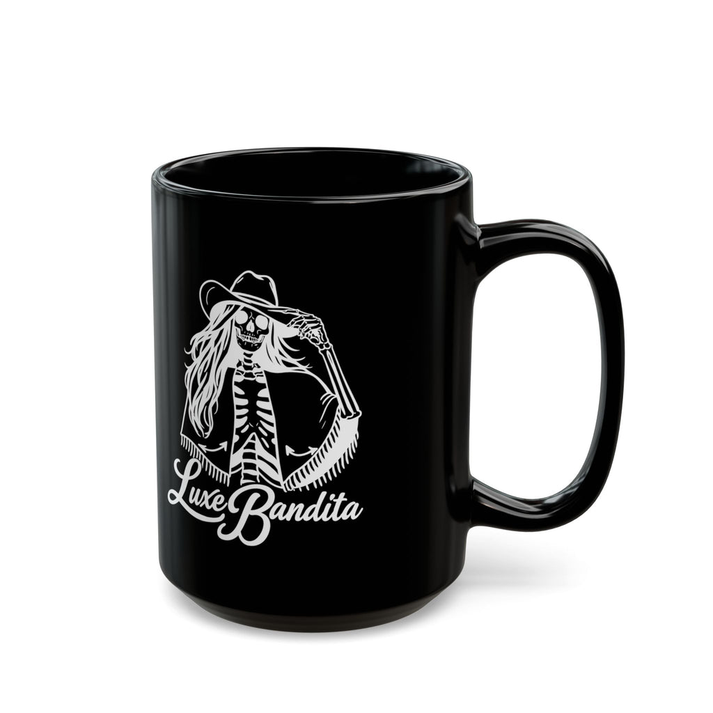 Luxe Bandita Black Mug — Skeleton Cowgirl 11oz/15oz