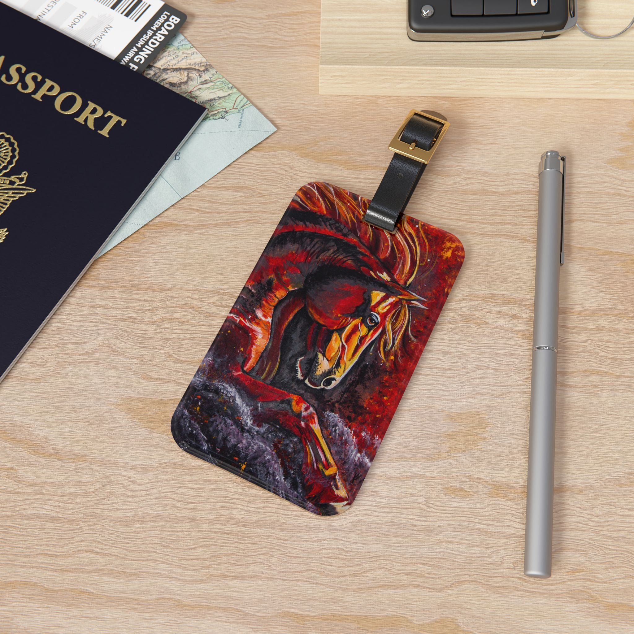 Fire Horse Western Art Luggage Tag — Kristen Schulle Design
