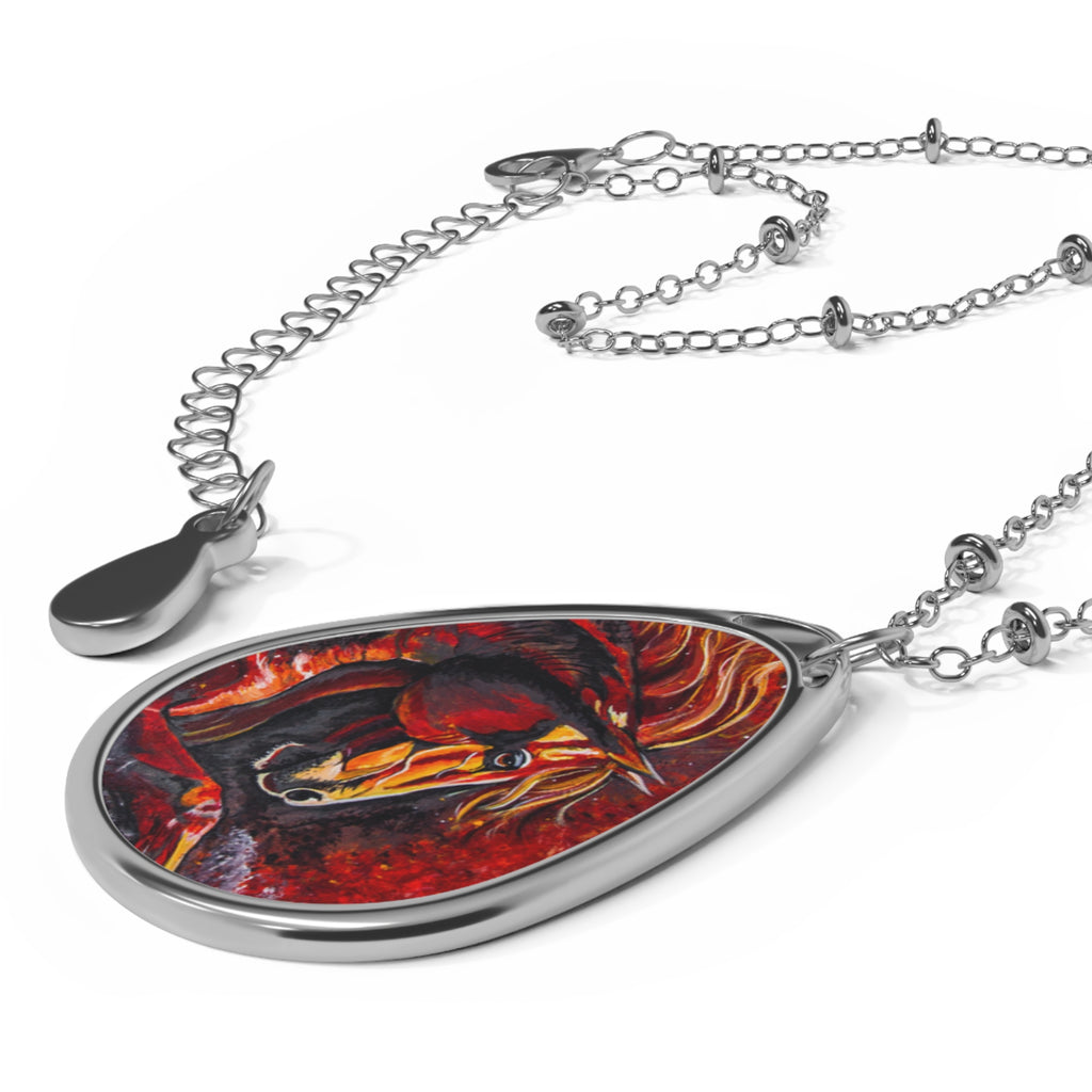 Fire Horse Oval Necklace — Kristen Schulle Western Art Pendant