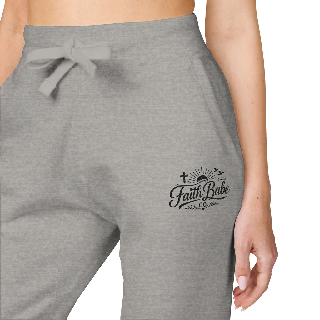 Faith Babe Embroidered Fleece Sweatpants — Cozy Casual Joggers