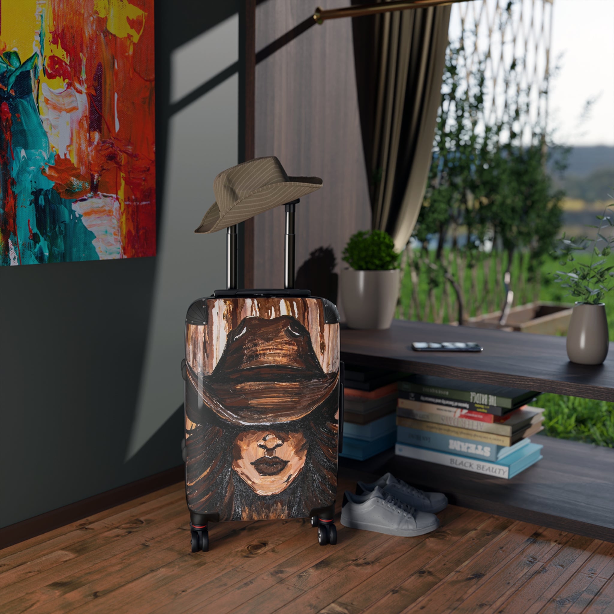 Painted Cowgirl Carry-On Suitcase — Western Art by Kristen Schulle