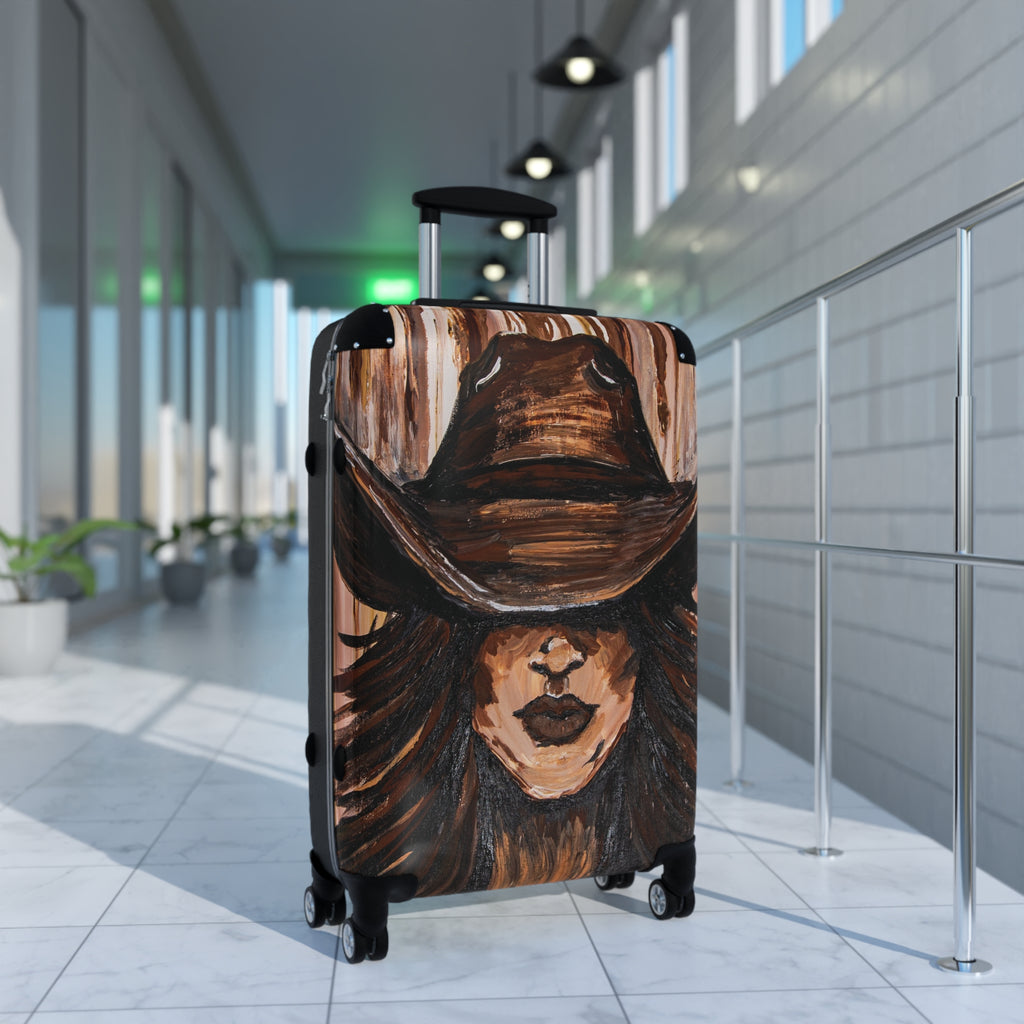 Painted Cowgirl Carry-On Suitcase — Western Art by Kristen Schulle