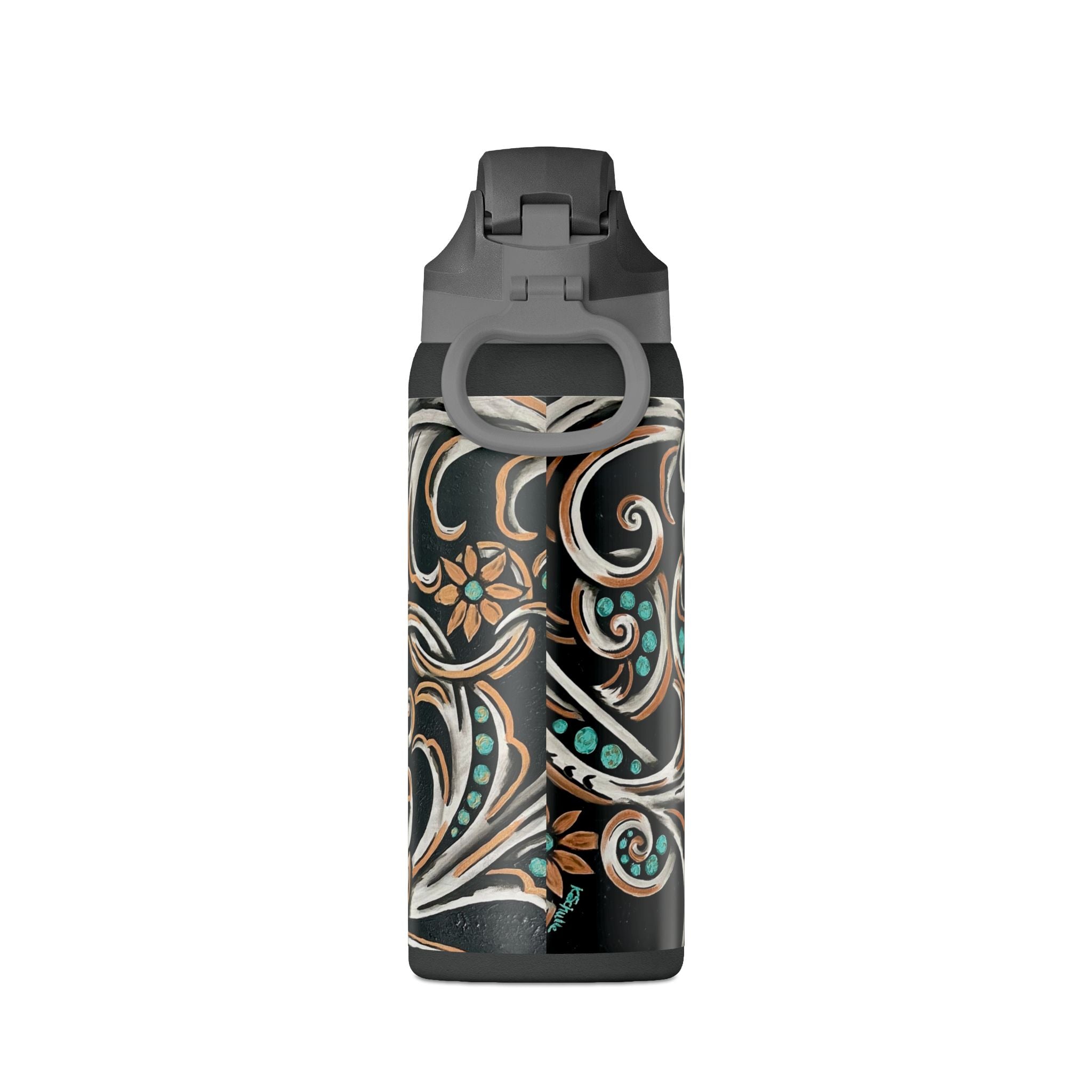 Insulated Water Bottle — Turquoise Filigree 32oz