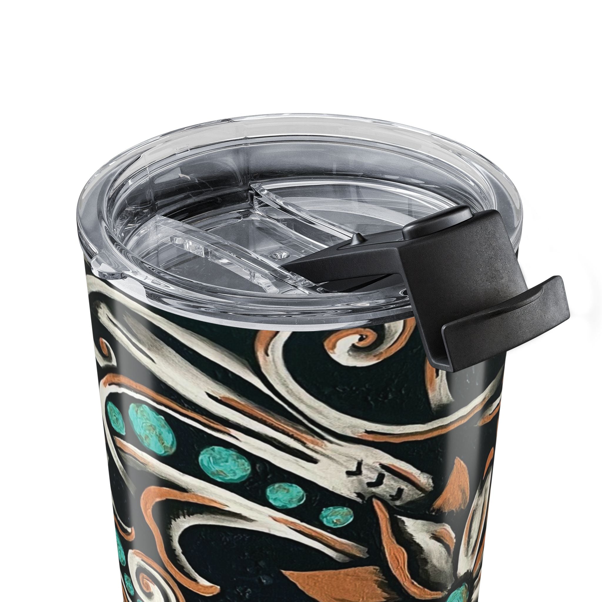 20oz Turquoise Filigree Tumbler — Teal & Copper Boho Travel Cup
