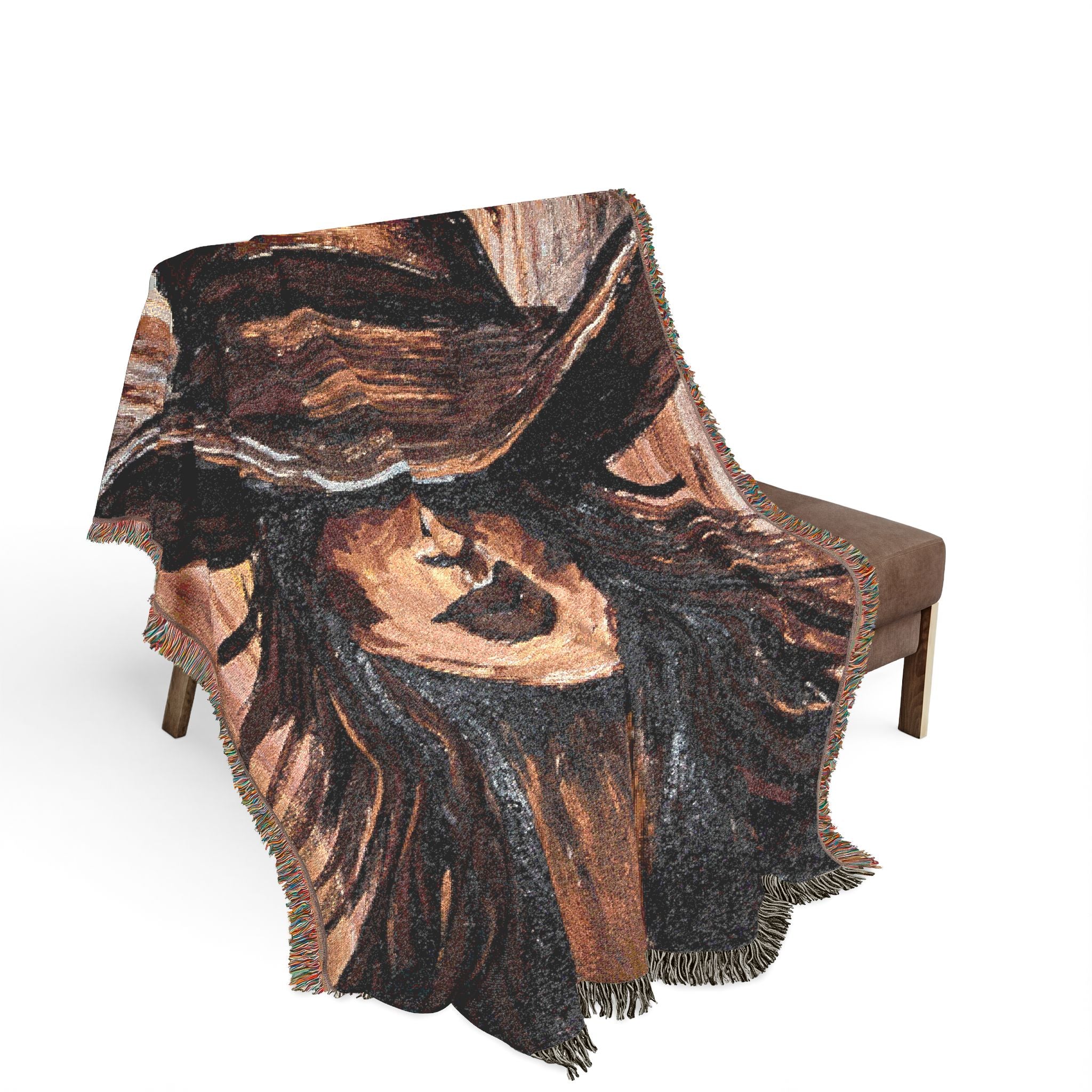 Painted Cowgirl Woven Blanket
