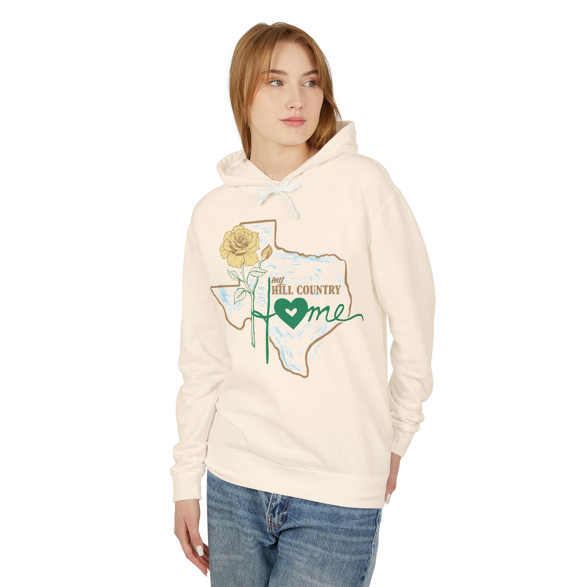 Texas Hill Country Home Hoodie — 'Hill Country Home' Floral State Outline Sweatshirt