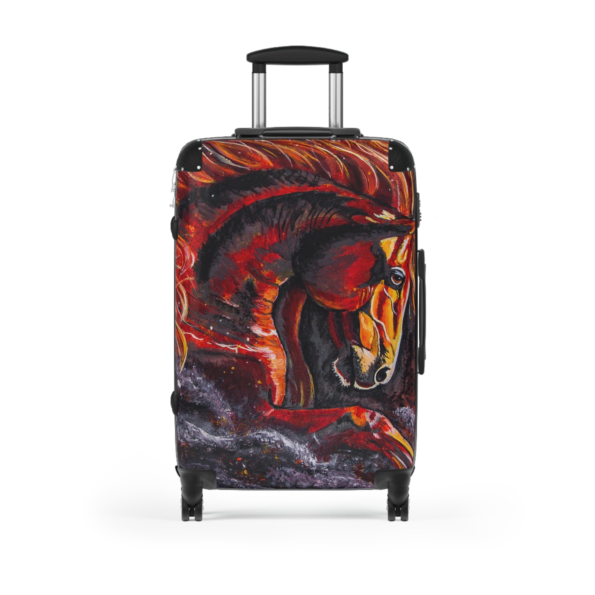 Hand-Painted Fire Horse Suitcase — Western Art by Kristen Schulle