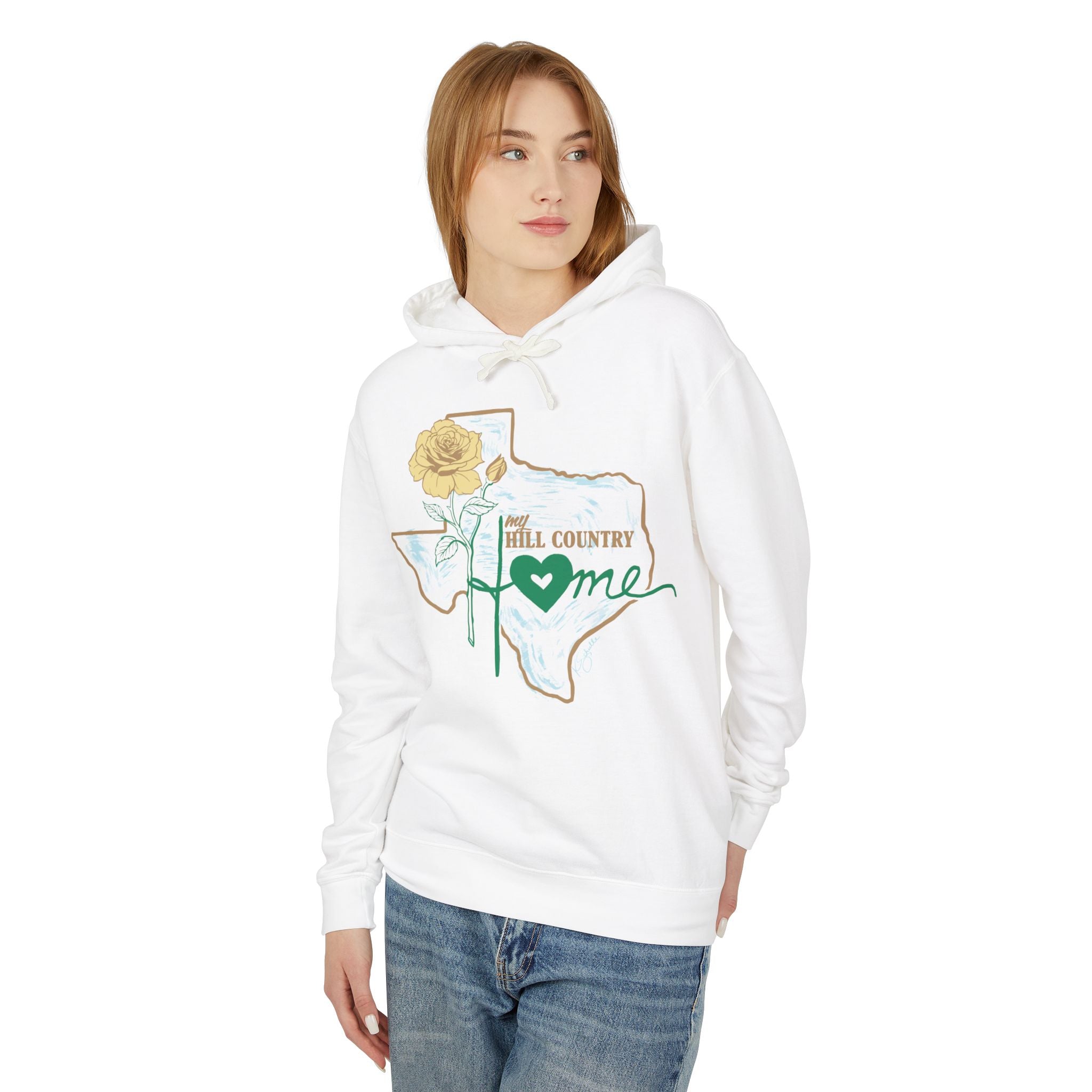 Texas Hill Country Home Hoodie — 'Hill Country Home' Floral State Outline Sweatshirt