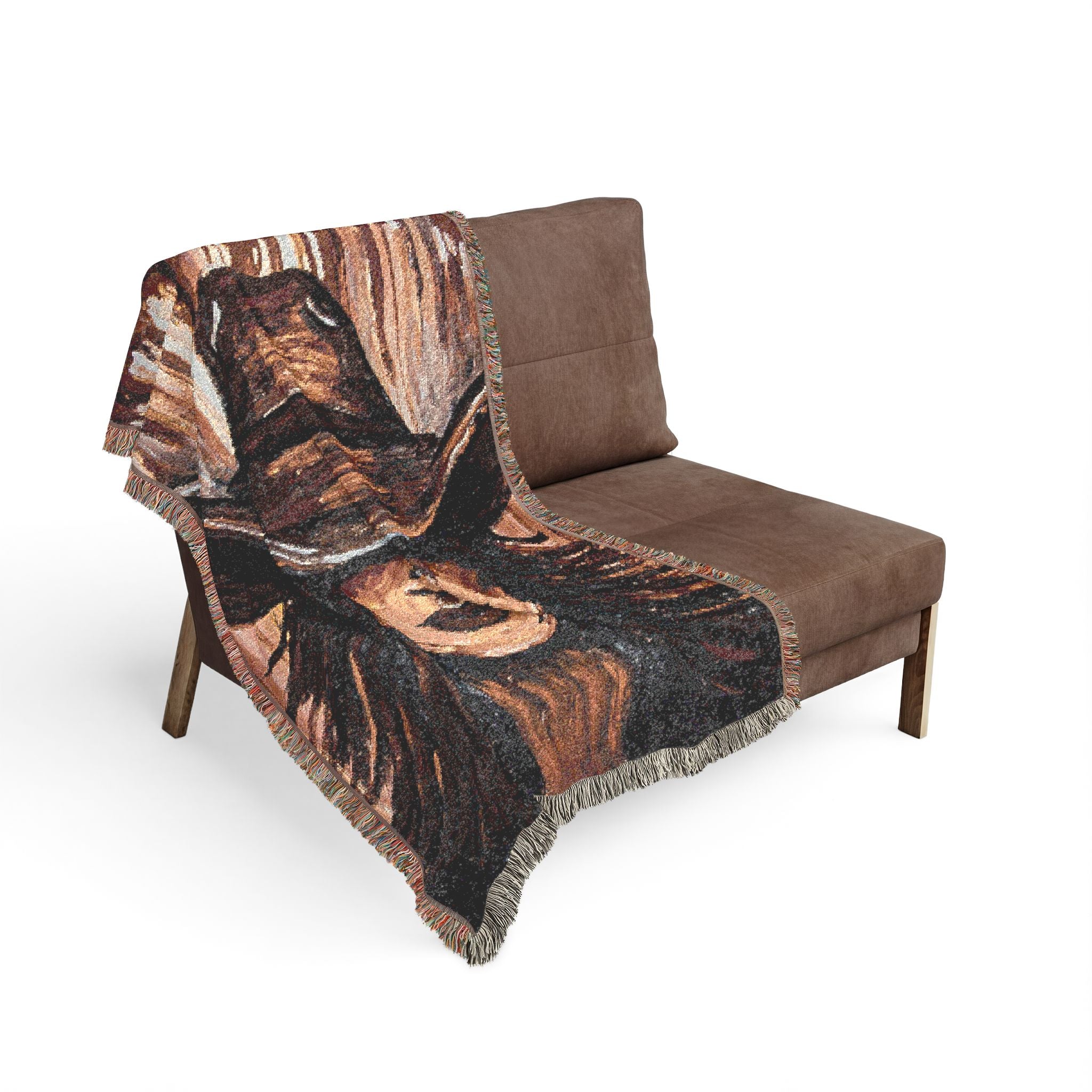 Painted Cowgirl Woven Blanket