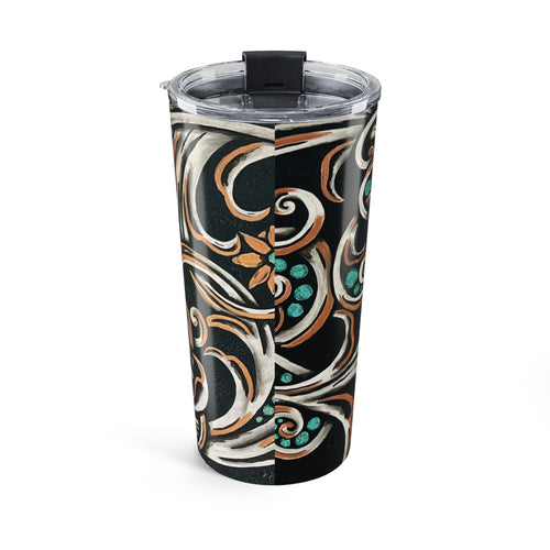 20oz Turquoise Filigree Tumbler — Teal & Copper Boho Travel Cup